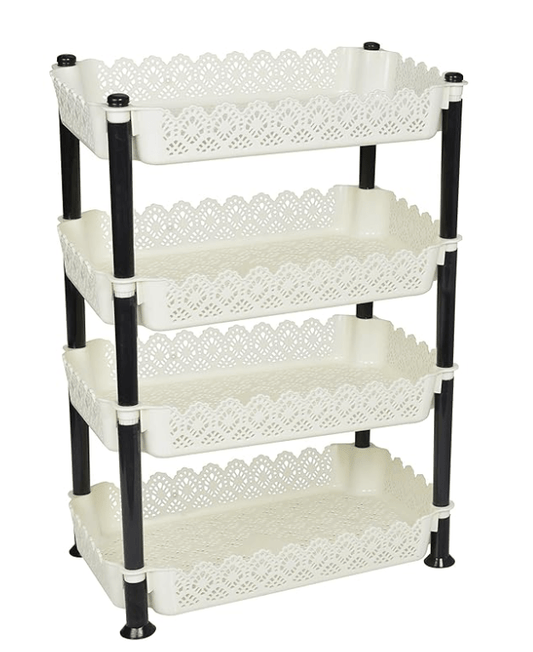 ARISTO Plastic Storage Rack 4 Shelfs, White (1 Piece), Medium (VR10935)