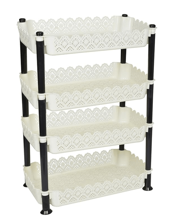 ARISTO Plastic Storage Rack 4 Shelfs, White (1 Piece), Medium (VR10935)
