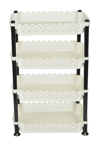 ARISTO Plastic Storage Rack 4 Shelfs, White (1 Piece), Medium (VR10935)