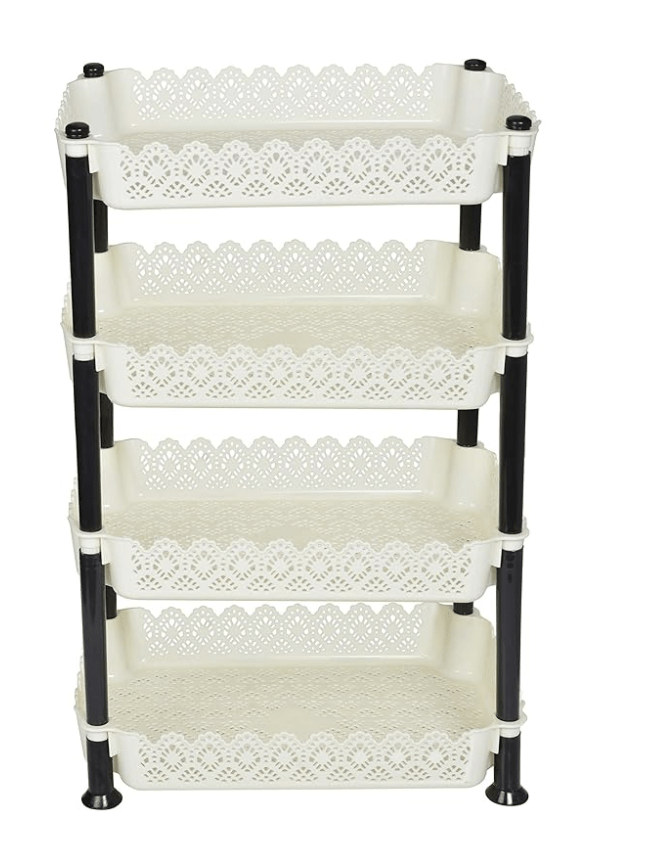 ARISTO Plastic Storage Rack 4 Shelfs, White (1 Piece), Medium (VR10935)-1