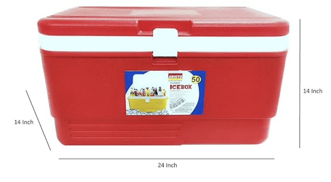 ARISTO इंसुलेटेड चिलर आइस बॉक्स (लाल, 62.5 x 36 x 35.5 सेमी, 50 लीटर) 