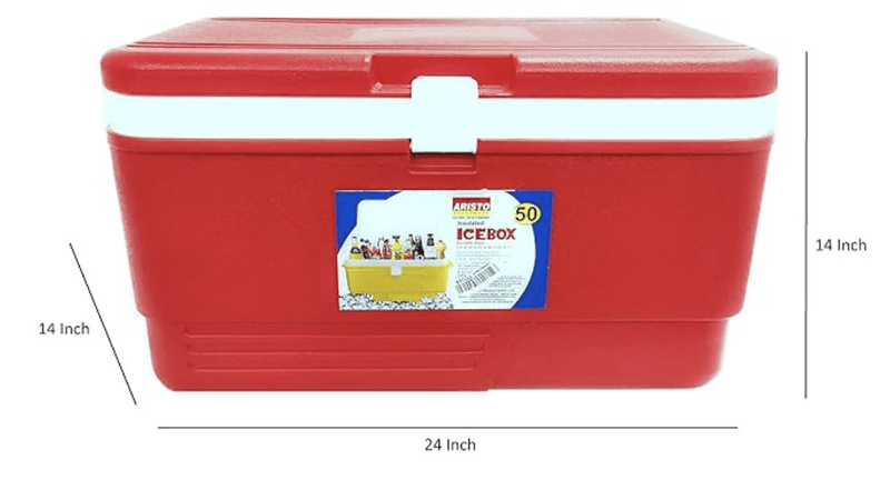 அரிஸ்டோ இன்சுலேட்டட் சில்லர் ஐஸ் பாக்ஸ் (சிவப்பு, 62.5 x 36 x 35.5 செ.மீ, 50 லி) -3
