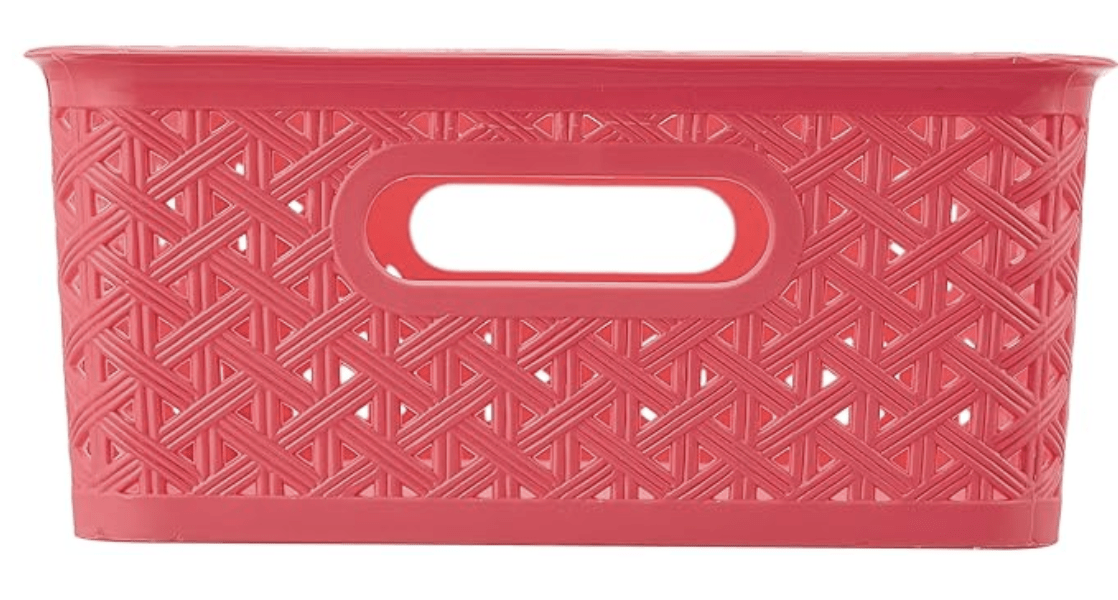 ARISTO Plastic Storage Basket with Lid 5.5 LTR (30 x 23.5 x 10.5 cm), color may vary, medium (SOLITAIRE 222 With Lid)