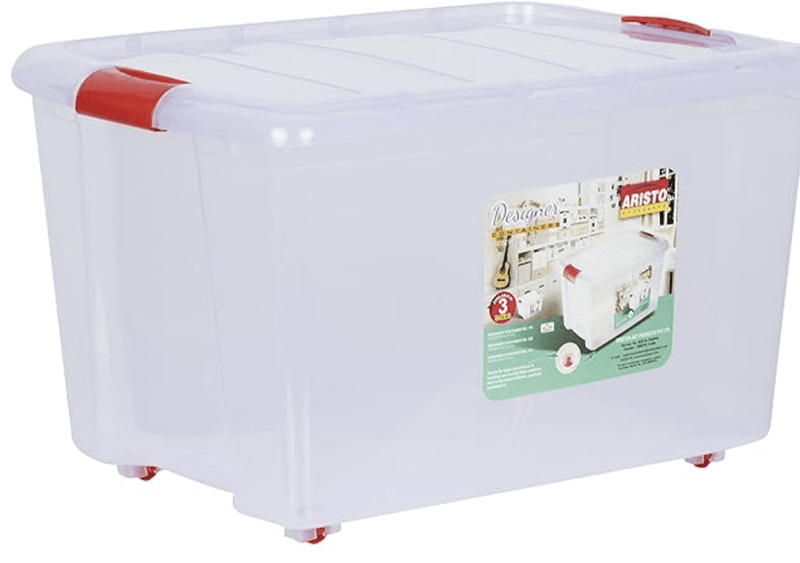 ARISTO Multipurpose Plastic Storage Container Box with Wheels 25 LTR (Clear, Transparent), (45.8 x 34 x 26 cm, Rectangular)-3