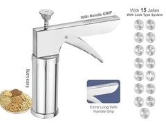 Ritu Stainless Steel Kitchen Press with Different Types of Jalies, Murukku Maker/Bhujiya Maker/Noodles/Cookies/Namkeen/Chakali Maker/Sev Maker/Farsan Maker/Gathiya Maker-5