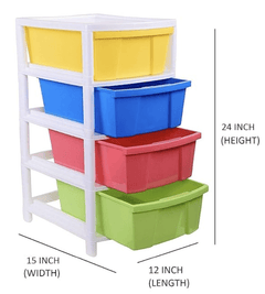 ARISTO Everest Multipurpose 4 Drawer Plastic Modular ARISTO Chest Storage Organizer, multicolour, Standard, (30.5 x 39 x 61 CM )-4