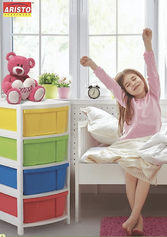 ARISTO Everest Multipurpose 4 Drawer Plastic Modular ARISTO Chest Storage Organizer, multicolour, Standard, (30.5 x 39 x 61 CM )