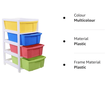 ARISTO Everest Multipurpose 4 Drawer Plastic Modular ARISTO Chest Storage Organizer, multicolour, Standard, (30.5 x 39 x 61 CM )