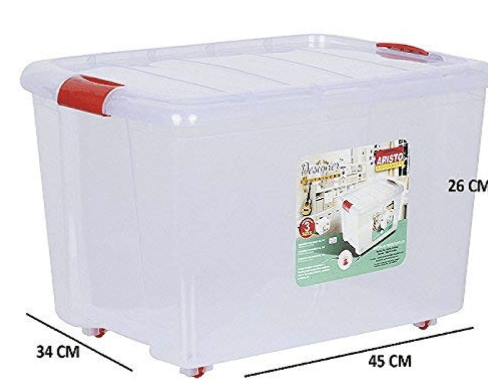 ARISTO Multipurpose Plastic Rectangular 25 Ltr Storage Box/Container - Pack of 2 (Transparent), standard, (45.5 x 34 x 26 cm)