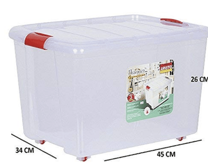 ARISTO Multipurpose Plastic Rectangular 25 Ltr Storage Box/Container - Pack of 2 (Transparent), standard, (45.5 x 34 x 26 cm)