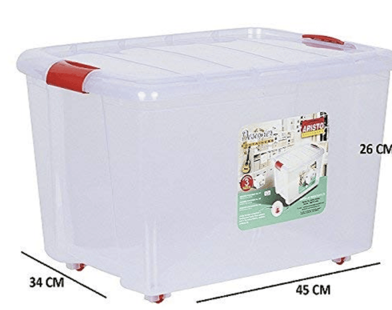 ARISTO Multipurpose Plastic Rectangular 25 Ltr Storage Box/Container - Pack of 2 (Transparent), standard, (45.5 x 34 x 26 cm)-3