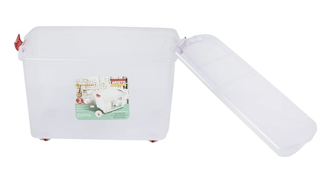 ARISTO Multipurpose Plastic Rectangular 25 Ltr Storage Box/Container - Pack of 2 (Transparent), standard, (45.5 x 34 x 26 cm)