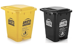Aristo Plastic Pedal Garbage Waste Dustbin 45 LTR (Yellow + Black ) Combo-1