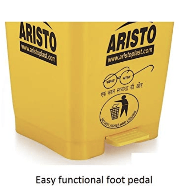 Aristo Plastic Pedal Garbage Waste Dustbin 45 LTR (Yellow + Black ) Combo