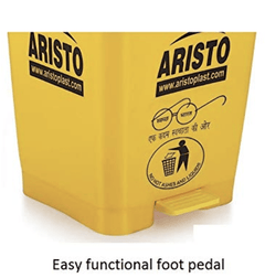 Aristo Plastic Pedal Garbage Waste Dustbin 45 LTR (Yellow + Black ) Combo-2