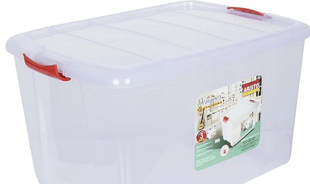 ARISTO Multipurpose Plastic Storage Container Box with Wheels 45 LTR (Clear, Transparent) Rectangular