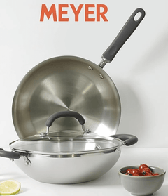 Meyer Trivantage Nickel Free Stainless Steel 3 Piece Cookware Set | Triply Cookware Set with Heavy Bottom | Induction base cookware set - 26cm Frying Pan + Kadai with Interchangeable Lid, Silver-2