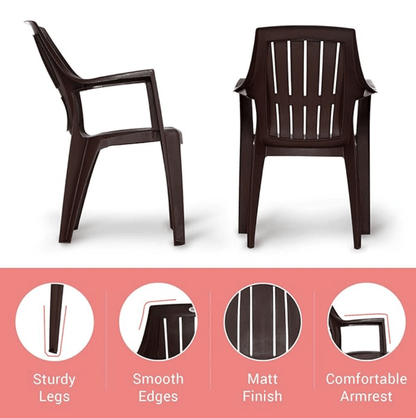 Supreme Turbo Super Plastic Chairs for Home (Set of 4, Globus Brown)