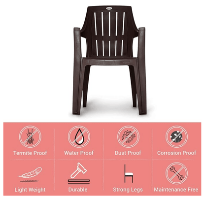 Supreme Turbo Super Plastic Chairs for Home (Set of 4, Globus Brown)