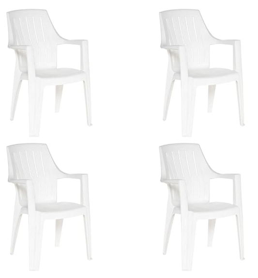Supreme Turbo Super Plastic Chair (Milky White, Set of 4)