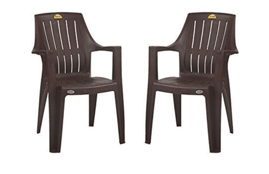 Supreme Turbo Spine Care Plastic Chair (Brown, Set of 2)