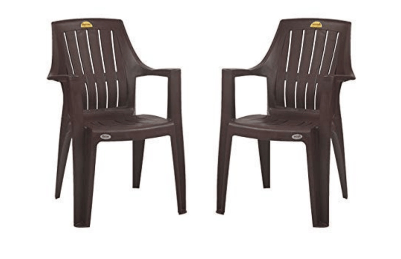 Supreme Turbo Spine Care Plastic Chair (Brown, Set of 2)-1