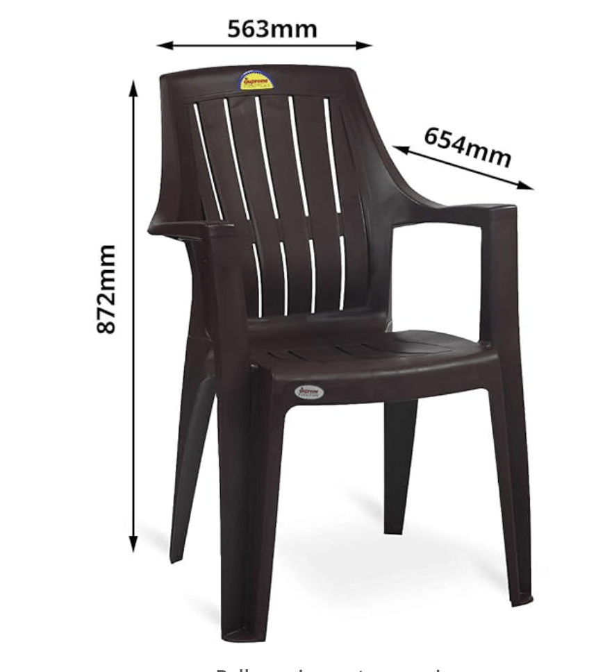 Supreme Turbo Spine Care Plastic Chair (Brown, Set of 2)-2