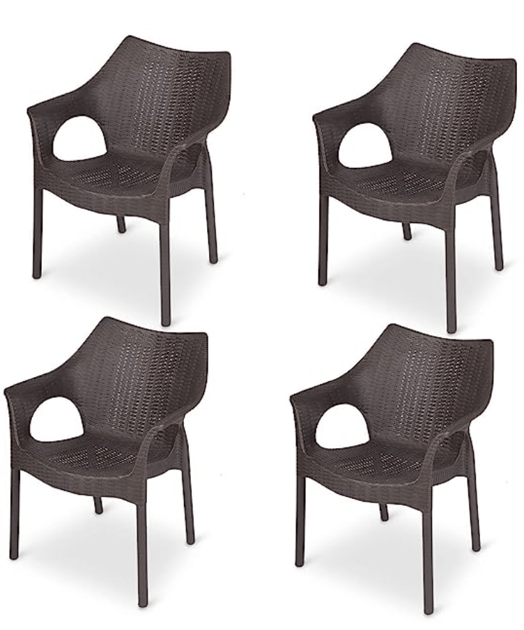 Supreme Cambridge Plastic Chairs for Home, Outdoor & Garden (Set of 4, Wenge)