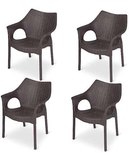 Supreme Cambridge Plastic Chairs for Home, Outdoor & Garden (Set of 4, Wenge)