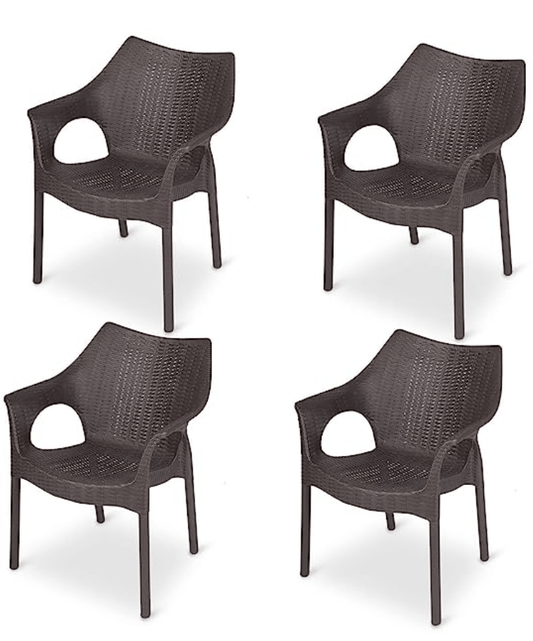 Supreme Cambridge Plastic Chairs for Home, Outdoor & Garden (Set of 4, Wenge)