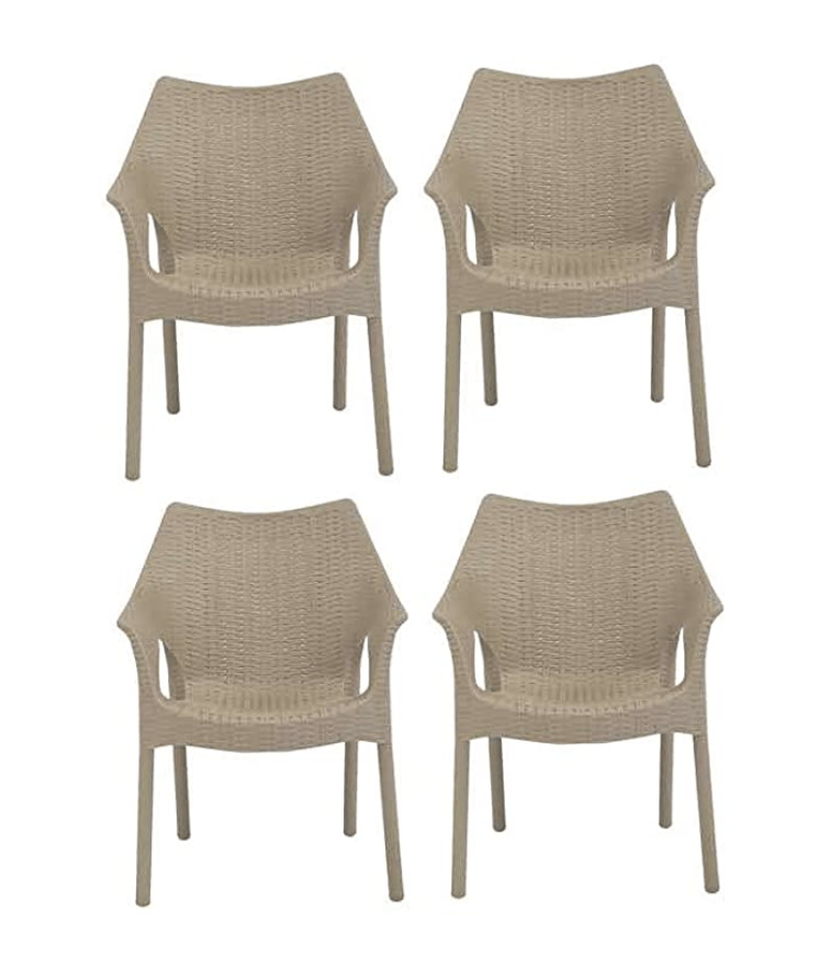 Supreme Cambridge Plastic Chairs (Set of 4, Dark Beige), Standard