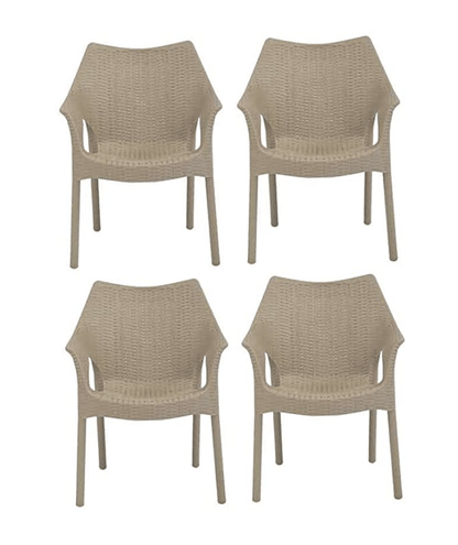 Supreme Cambridge Plastic Chairs (Set of 4, Dark Beige), Standard