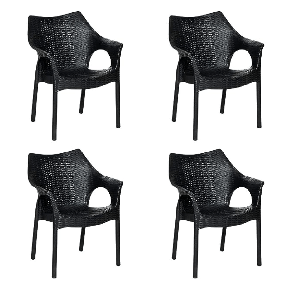 Supreme Cambridge Plastic Chair (Black, Set of 4)