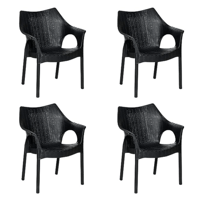 Supreme Cambridge Plastic Chair (Black, Set of 4)