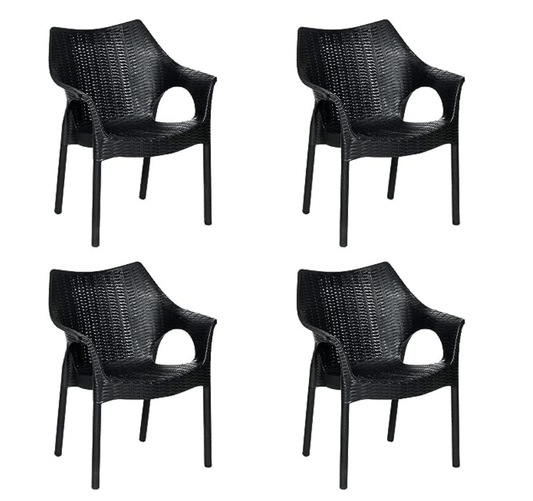 Supreme Cambridge Plastic Chair (Black, Set of 4)