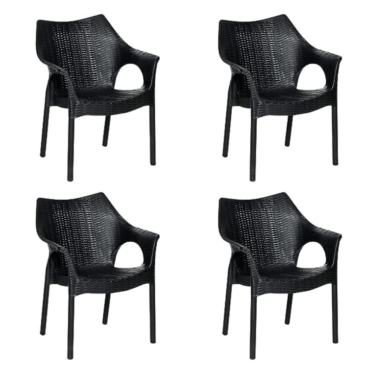 Supreme Cambridge Plastic Chair (Black, Set of 4)-1