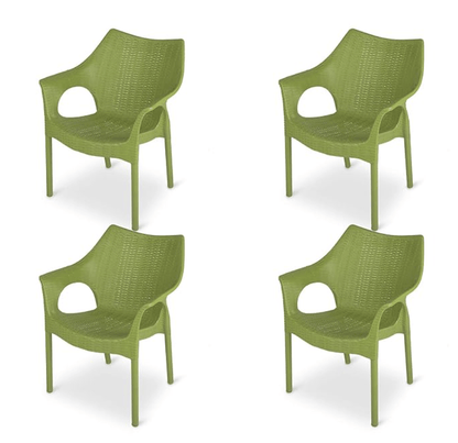 Supreme Cambridge Plastic Chair (Mehandi Green, Set of 4)