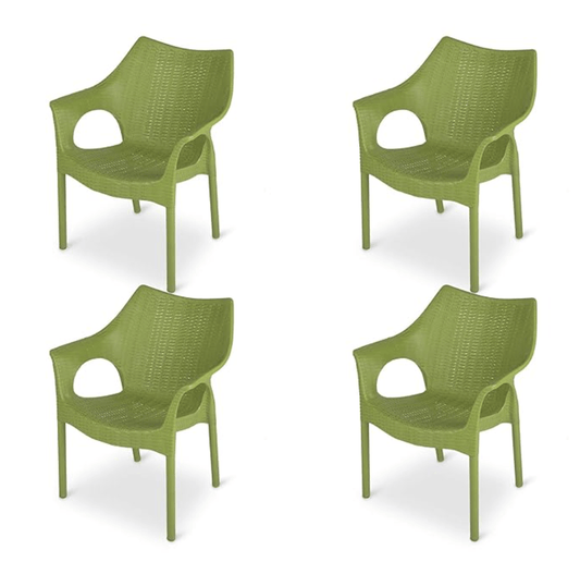 Supreme Cambridge Plastic Chair (Mehandi Green, Set of 4)