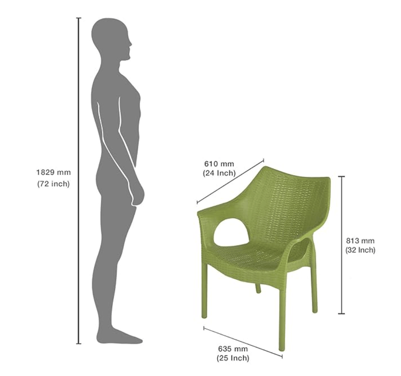 Supreme Cambridge Plastic Chair (Mehandi Green, Set of 4)-2