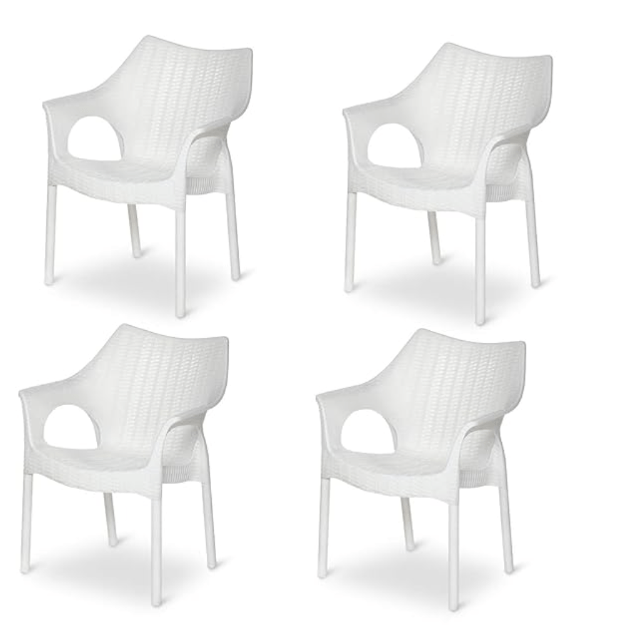 Supreme Cambridge Plastic Chair (Milky White, Set of 4)