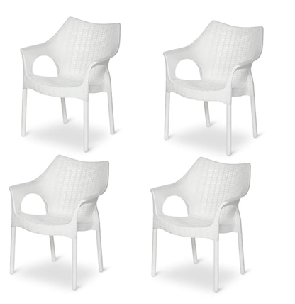 Supreme Cambridge Plastic Chair (Milky White, Set of 4)