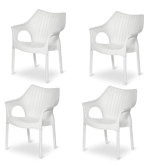 Supreme Cambridge Plastic Chair (Milky White, Set of 4)