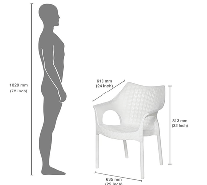 Supreme Cambridge Plastic Chair (Milky White, Set of 4)