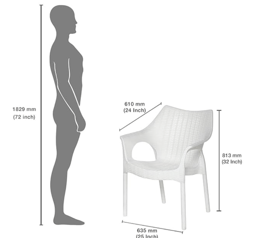 Supreme Cambridge Plastic Chair (Milky White, Set of 4)