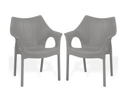 Supreme chairs Cambridge Heavy Plastic Chair | Oversized Arm Chair for Garden and Outdoor | 250Kg Weight Bearing Capacity | 6 Months Warranty (Champagne) | Set of 2 Chairs-1