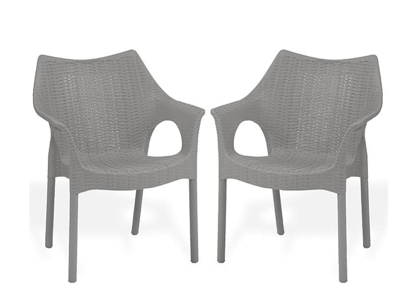 Supreme chairs Cambridge Heavy Plastic Chair | Oversized Arm Chair for Garden and Outdoor | 250Kg Weight Bearing Capacity | 6 Months Warranty (Champagne) | Set of 2 Chairs-1