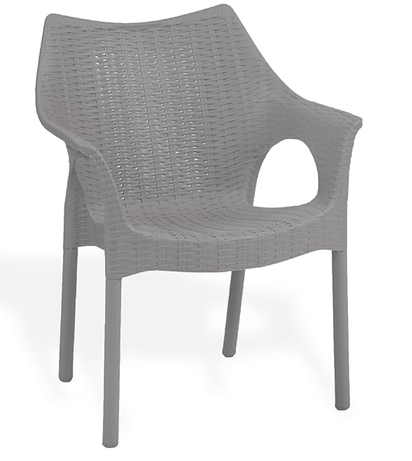 Supreme chairs Cambridge Heavy Plastic Chair | Oversized Arm Chair for Garden and Outdoor | 250Kg Weight Bearing Capacity | 6 Months Warranty (Champagne) | Set of 2 Chairs