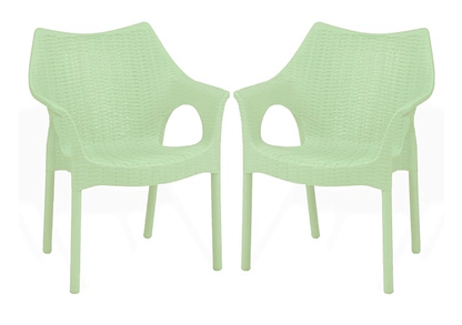Supreme chairs Cambridge Heavy Plastic Chair | Oversized Arm Chair for Garden and Outdoor | 250Kg Weight Bearing Capacity | 6 Months Warranty (Frosty Green) | Set of 2 Chairs