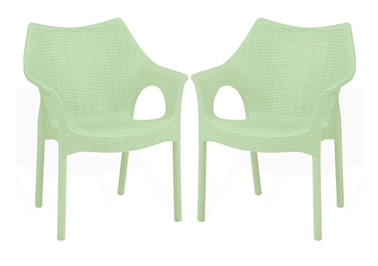 Supreme chairs Cambridge Heavy Plastic Chair | Oversized Arm Chair for Garden and Outdoor | 250Kg Weight Bearing Capacity | 6 Months Warranty (Frosty Green) | Set of 2 Chairs