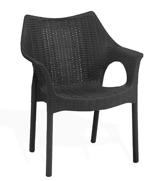 Supreme chairs Cambridge Heavy Plastic Chair | Oversized Arm Chair for Garden and Outdoor | 250Kg Weight Bearing Capacity | 6 Months Warranty (Jet Black) | Set of 2 Chairs